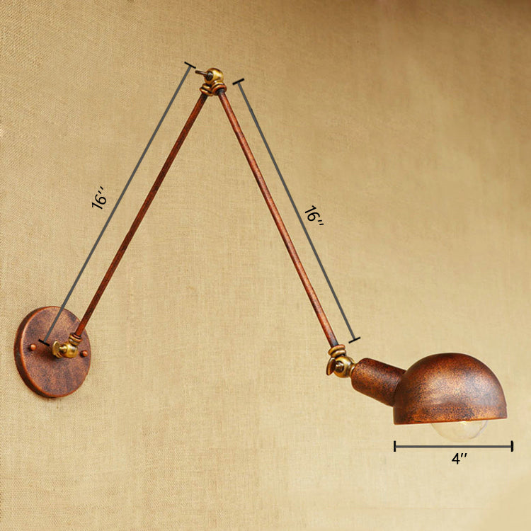 Siopsrl| 1 Light Scale Wall Lamp Fixture Antique Style Rust Metal Wall Lamp with Rotatable Arm for Study Room