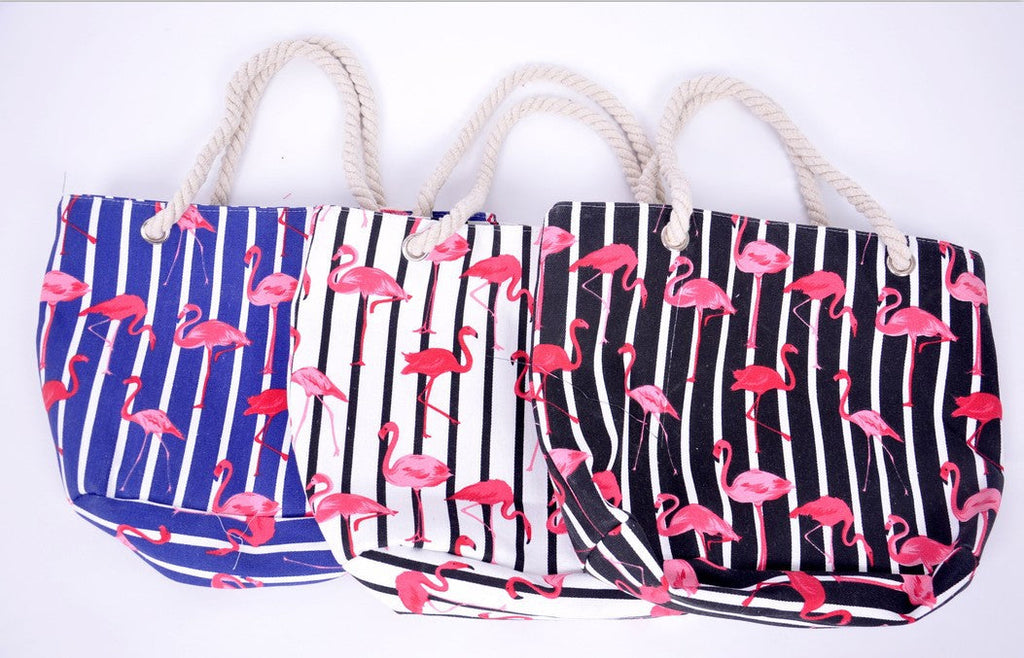 Siopsrl | Beach bag with flamingo pattern and sturdy rope handles Siopsrl