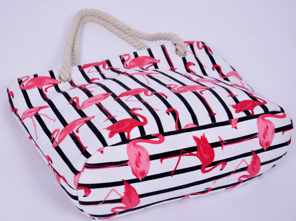 Siopsrl | Beach bag with flamingo pattern and sturdy rope handles Siopsrl