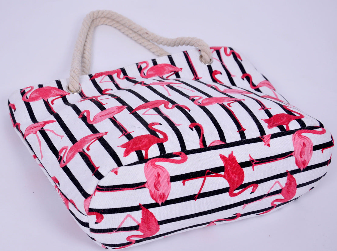 Siopsrl | Beach bag with flamingo pattern and sturdy rope handles Siopsrl