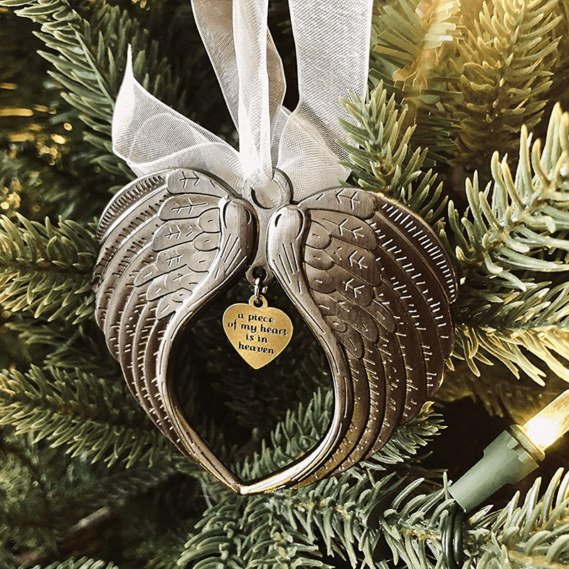 Christmas Tree Memorial Ornaments Angel Wings Bell Pendant Hanging Decoration | Siopsrl