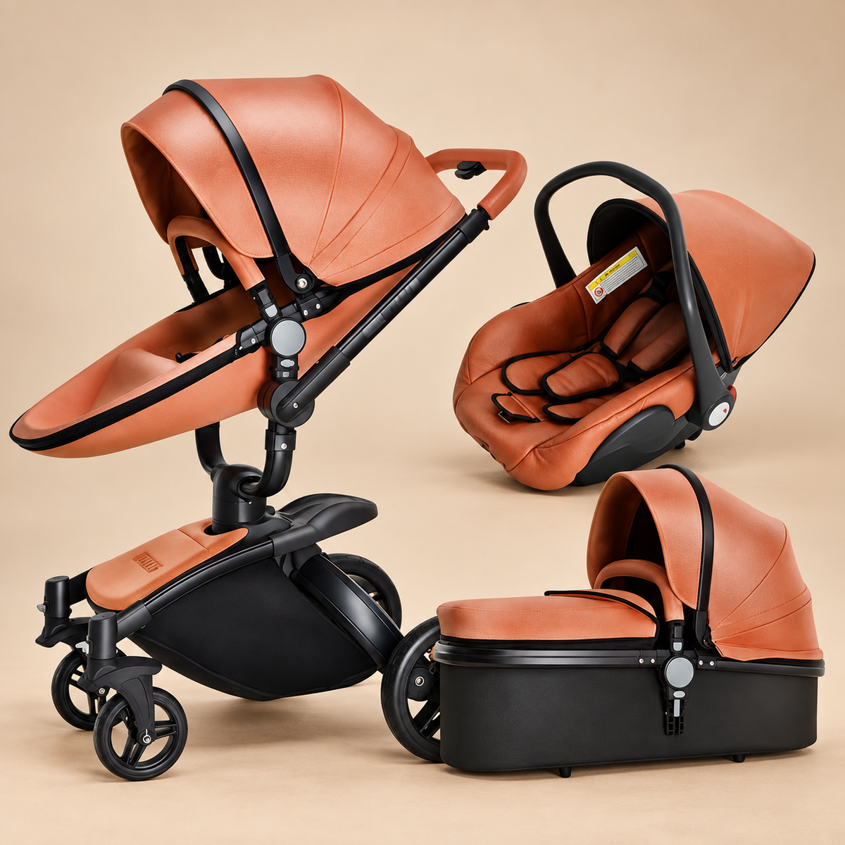 360 Degree Rotation Baby Stroller 3 in 1 with Car Seat