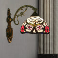 Siopsrl| Bronze 1-Light Wall Lighting Fixture Tiffany Cut Glass Peony Pattern Bowl Wall Mount Light