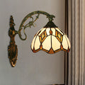 Siopsrl| Wave-Edge Bowl Wall Lamp 1-Light Tiffany Glass Crafts Wall Mount Light Fixture in Bronze