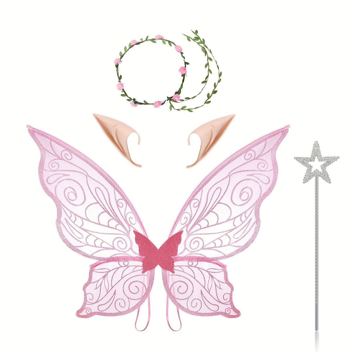 Siopsrl| Girls Magical Halloween Fairy Costume Set | Wings Wand Ears