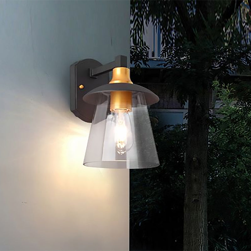 Siopsrl| Clear Glass Black Wall Lamp Lighting Cylinder/Half Circle/Rectangle 1-Light Industrial Light Fixture, 6"/8" Wide