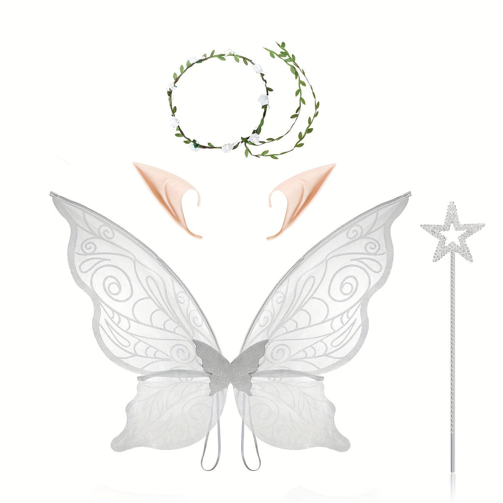 Siopsrl| Girls Magical Halloween Fairy Costume Set | Wings Wand Ears