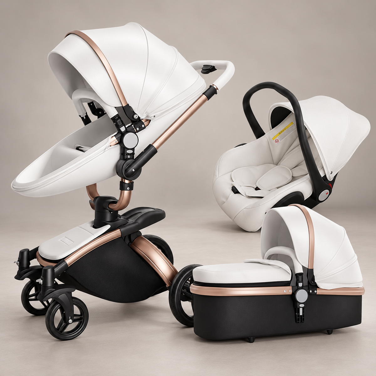 360 Degree Rotation Baby Stroller 3 in 1 with Car Seat