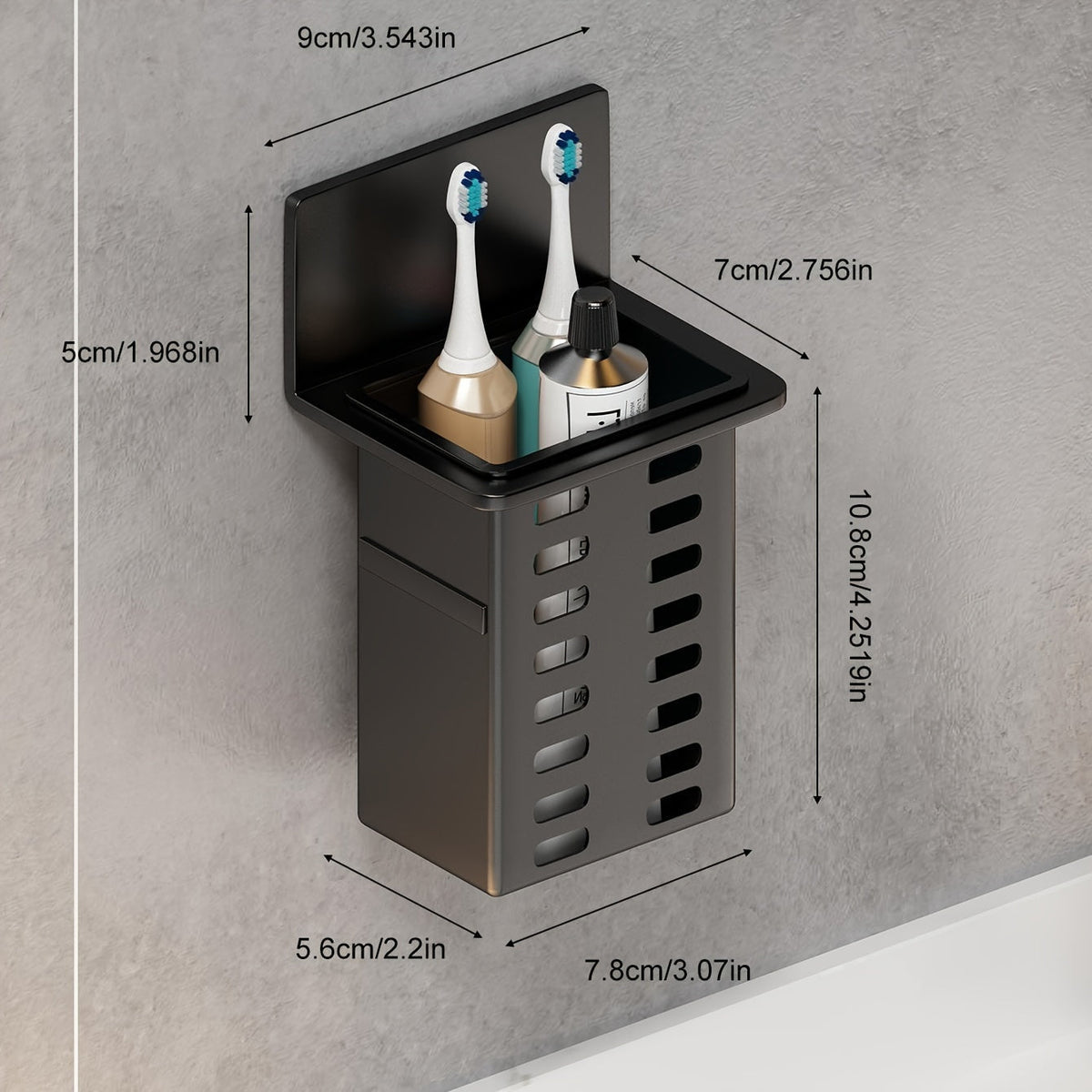 ChicStore - Black Wireless Wall Storage for Cosmetics Siopsrl