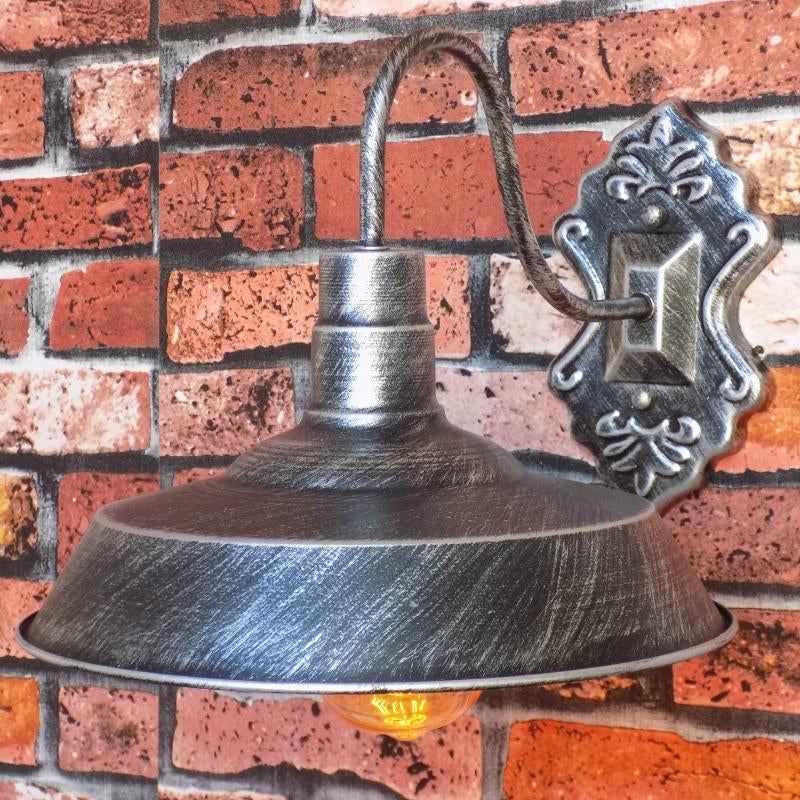 Siopsrl| 1 Light Barn Wall Mount Light Antique Style Copper/Rust Wrought Iron Wall Lamp for Balcony
