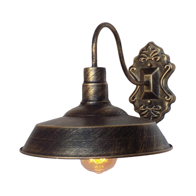 Siopsrl| 1 Light Barn Wall Mount Light Antique Style Copper/Rust Wrought Iron Wall Lamp for Balcony