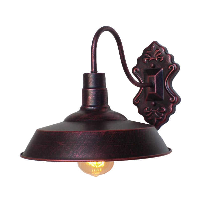Siopsrl| 1 Light Barn Wall Mount Light Antique Style Copper/Rust Wrought Iron Wall Lamp for Balcony