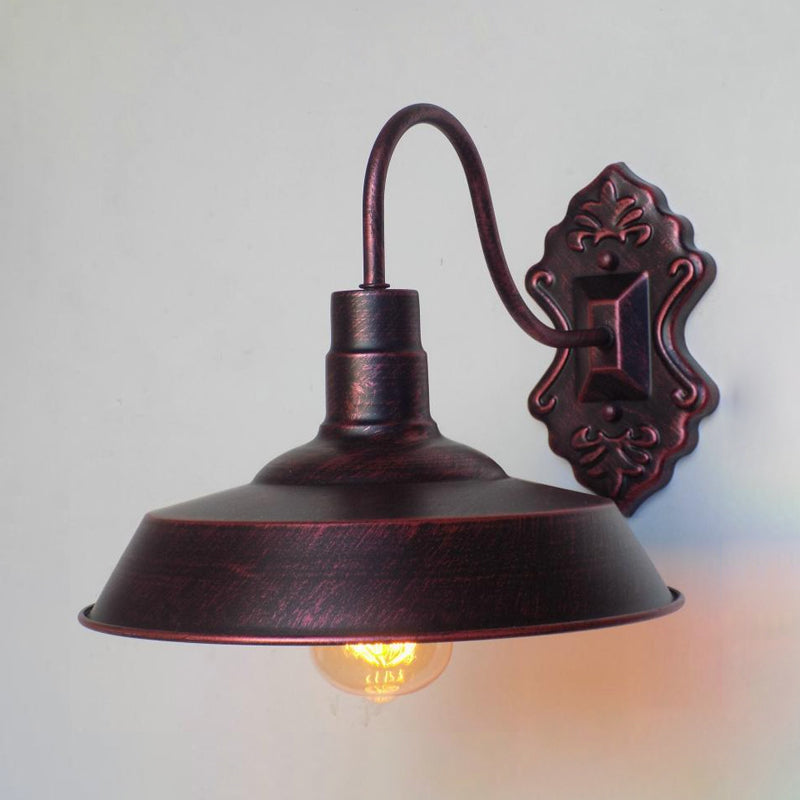 Siopsrl| 1 Light Barn Wall Mount Light Antique Style Copper/Rust Wrought Iron Wall Lamp for Balcony
