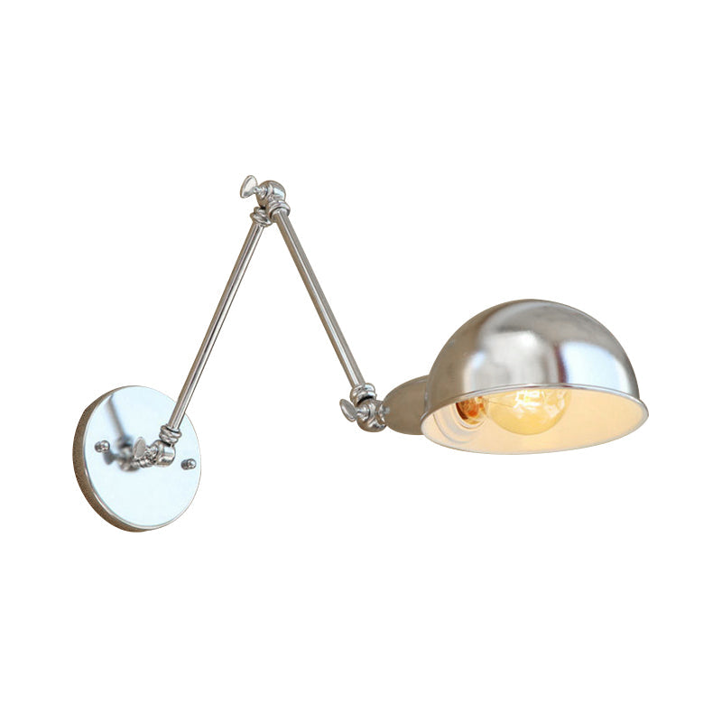 Siopsrl| Curved Metal Wall Light Industrial Style 1 Light Bedroom Wall Lamp with Swivel Arm in Chrome