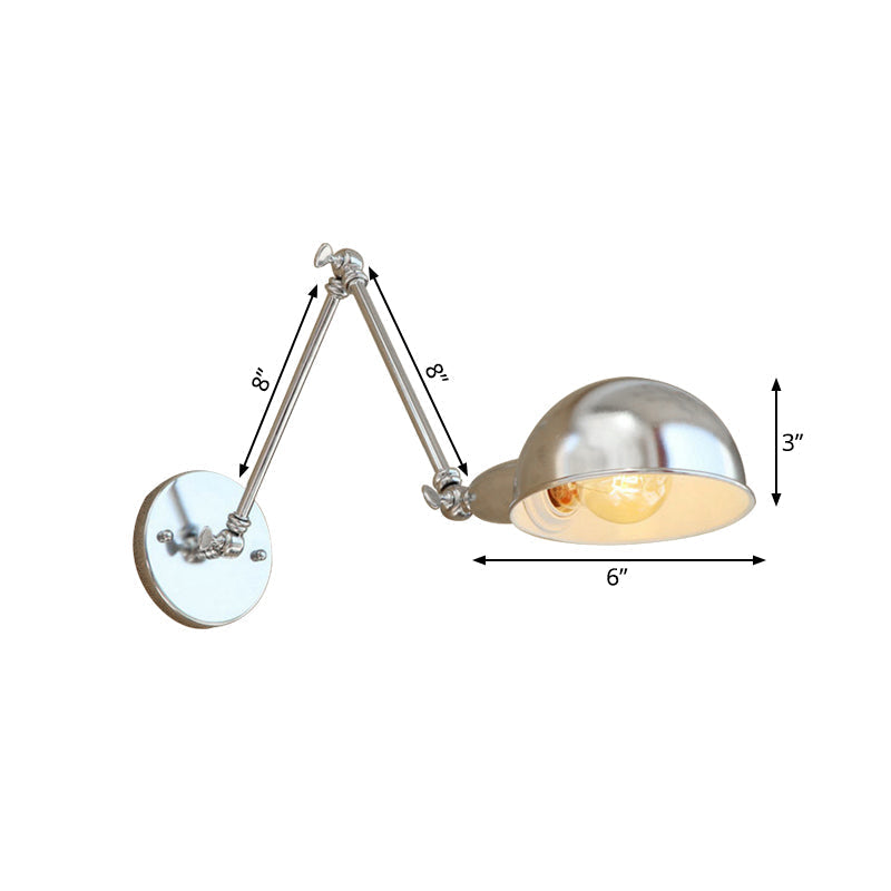 Siopsrl| Curved Metal Wall Light Industrial Style 1 Light Bedroom Wall Lamp with Swivel Arm in Chrome