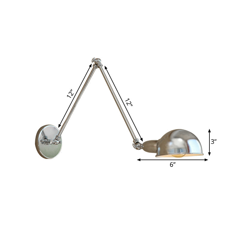 Siopsrl| Curved Metal Wall Light Industrial Style 1 Light Bedroom Wall Lamp with Swivel Arm in Chrome