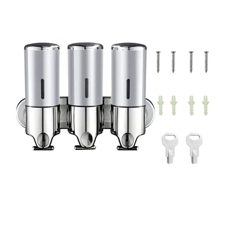 Siopsrl| Wall Mounted Soap Dispenser | SudsStation Bathroom Organizer | Stainless Steel & ABS | 16.9 fl oz | Set of 1–3