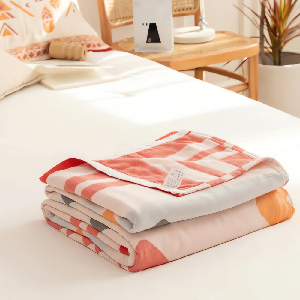 Siopsrl| Chevron Design Four-Layer Cotton Blanket