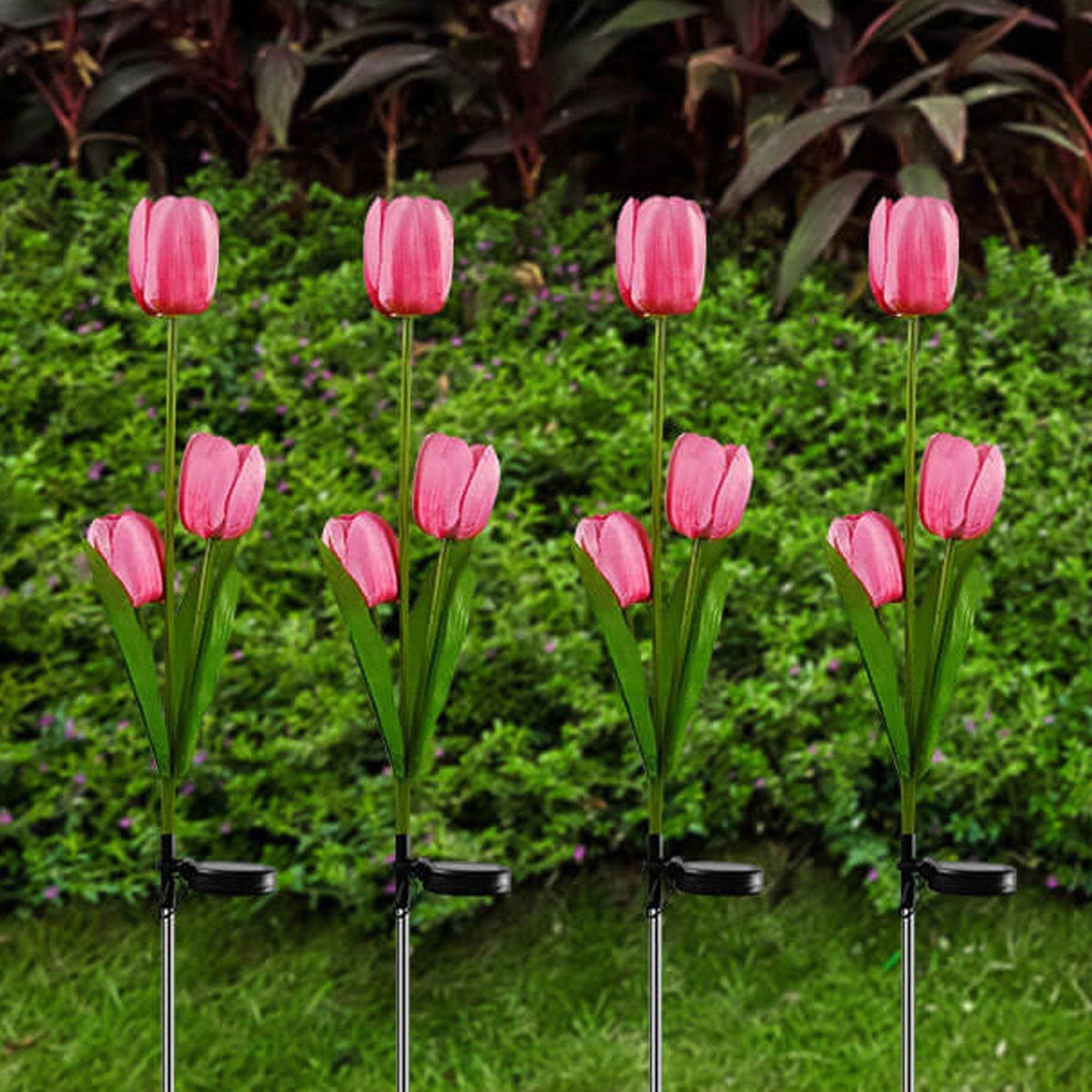 Siopsrl| Solar Tulip Lawn Light Outdoor Garden LED Tulip Flower Light Ground Stake Landscape Light