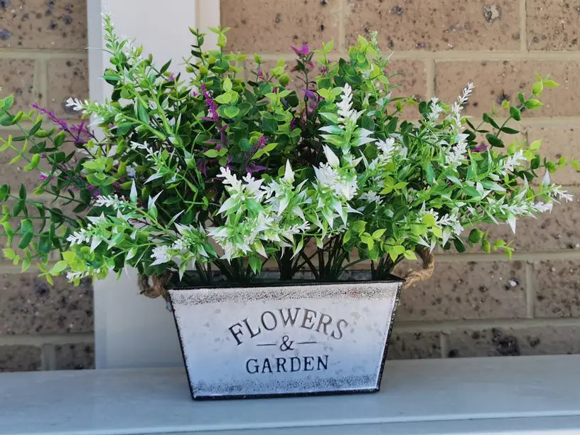 Siopsrl| Decorative flower and garden container made of metal with hemp rope handles