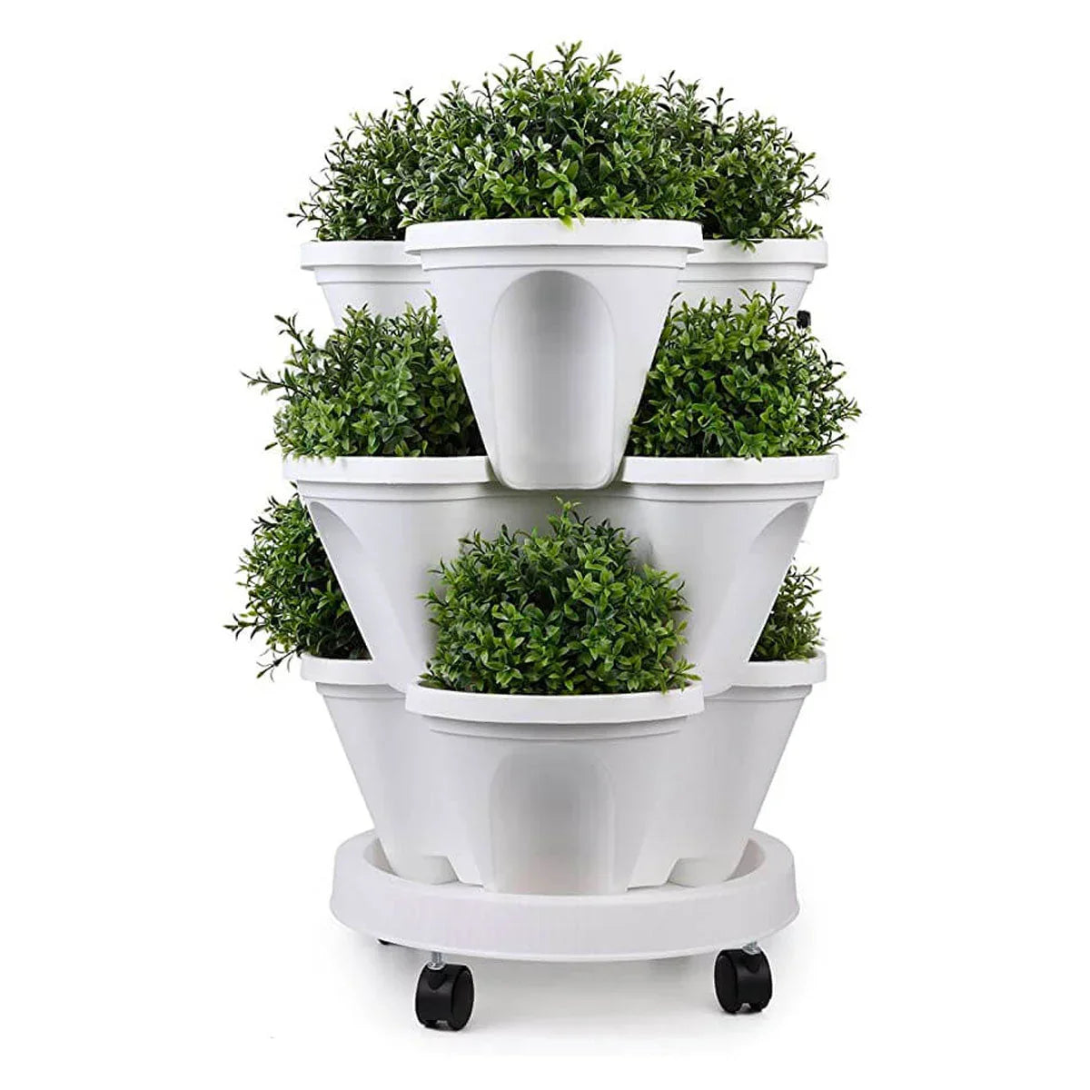 Siopsrl| Space-saving stackable plant pots – Vertical planting system with wheels