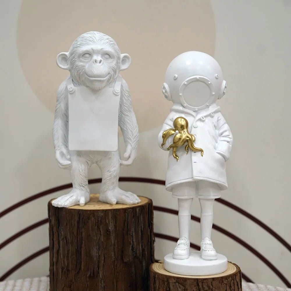 Siopsrl| Artify Banksy sculpture collection | Flower thrower & balloon girl | Pop art figures | Modern office & home decoration