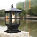 Siopsrl| Weather Resistant Outdoor Lantern on Pillar in Black Metal