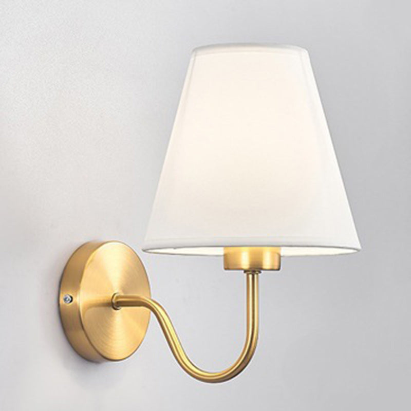 Siopsrl| Contemporary Nordic Round Curved Rod Iron Fabric Shade 1-Light Wall Light Lamp for Living Room