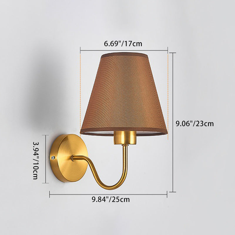 Siopsrl| Contemporary Nordic Round Curved Rod Iron Fabric Shade 1-Light Wall Light Lamp for Living Room