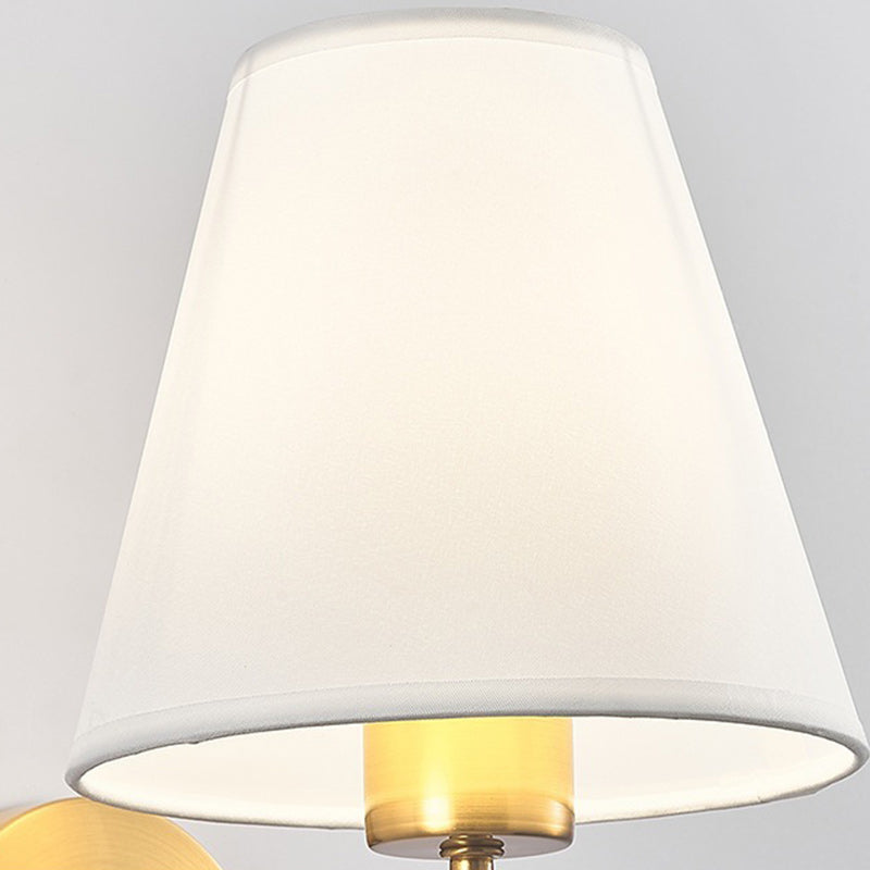 Siopsrl| Contemporary Nordic Round Curved Rod Iron Fabric Shade 1-Light Wall Light Lamp for Living Room