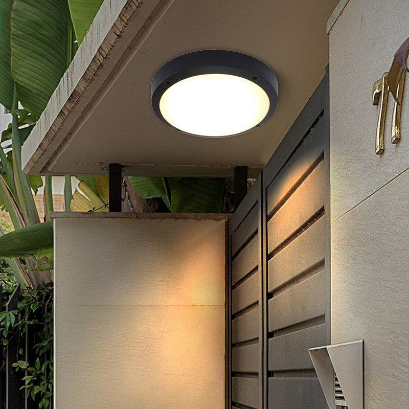 Modern Minimalist Waterproof Round Aluminum Acrylic LED Outdoor Flush Mount Ceiling Light For Garden | Siopsrl