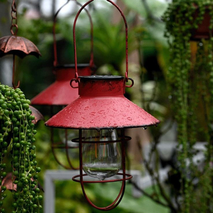 Traditional Vintage Solar Waterproof Round Table Oval Mesh Iron 1-Light Outdoor Light For Garden | Siopsrl