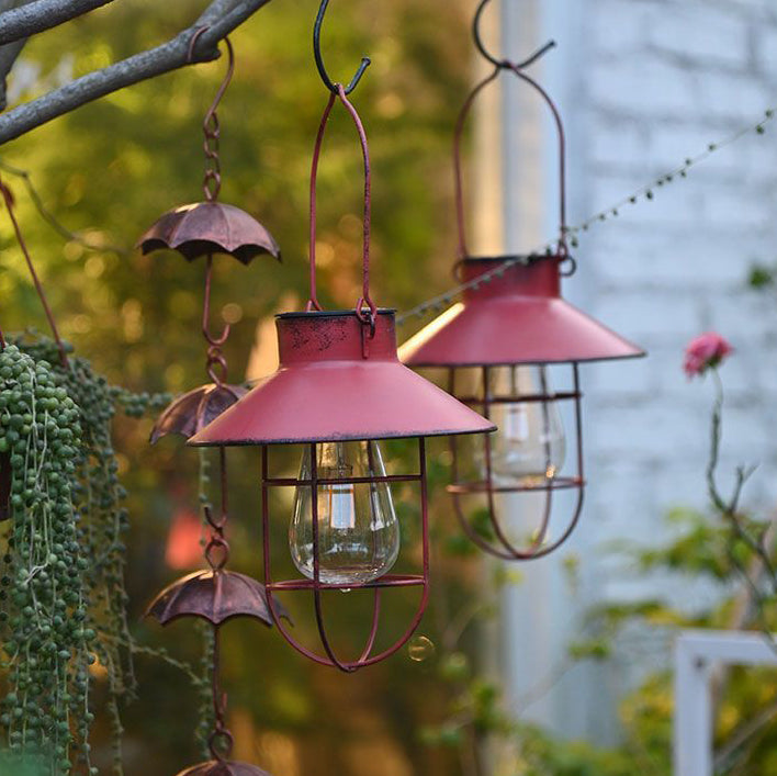 Traditional Vintage Solar Waterproof Round Table Oval Mesh Iron 1-Light Outdoor Light For Garden | Siopsrl