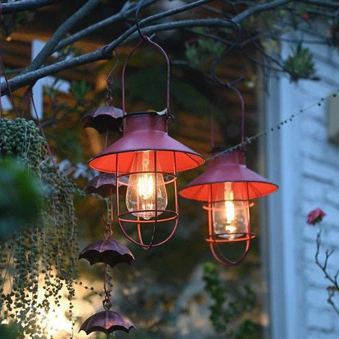 Traditional Vintage Solar Waterproof Round Table Oval Mesh Iron 1-Light Outdoor Light For Garden | Siopsrl