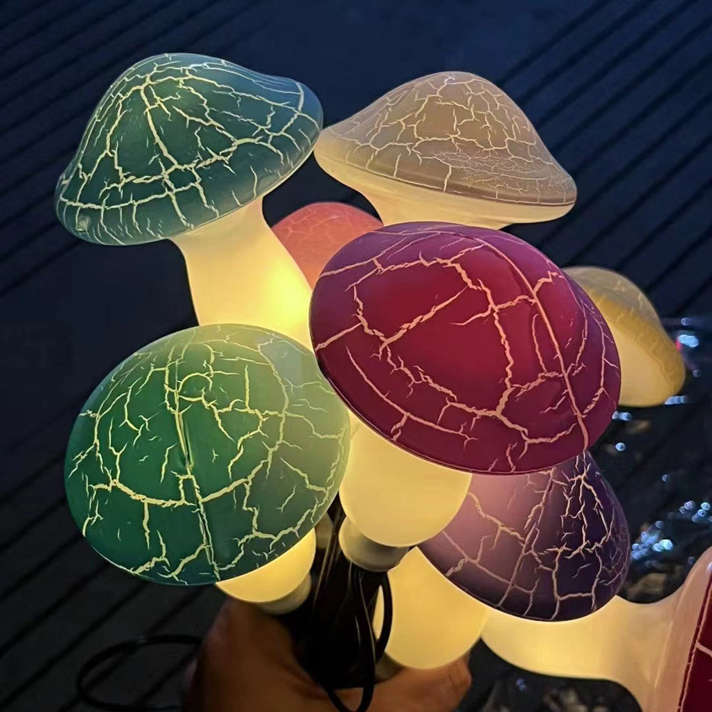 Siopsrl| Modern Art Deco Solar Waterproof PVC Cracked Mushroom Decorative LED String Light Outdoor Light For Garden