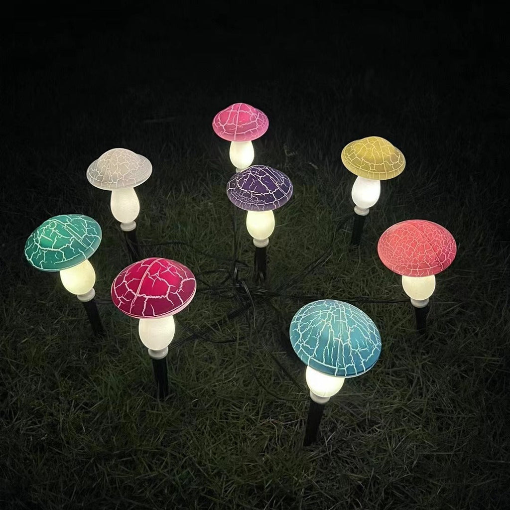 Siopsrl| Modern Art Deco Solar Waterproof PVC Cracked Mushroom Decorative LED String Light Outdoor Light For Garden