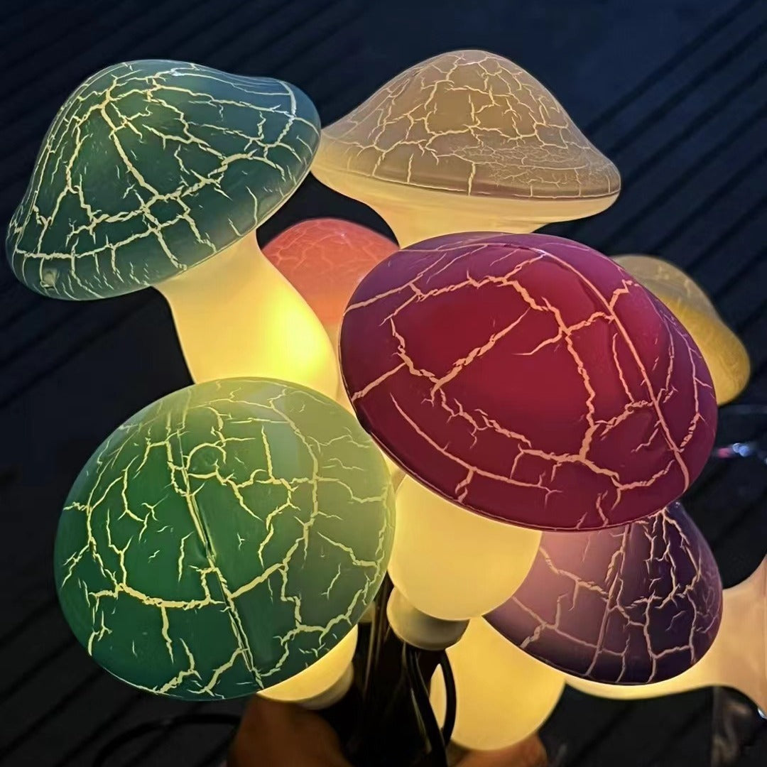 Siopsrl| Modern Art Deco Solar Waterproof PVC Cracked Mushroom Decorative LED String Light Outdoor Light For Garden