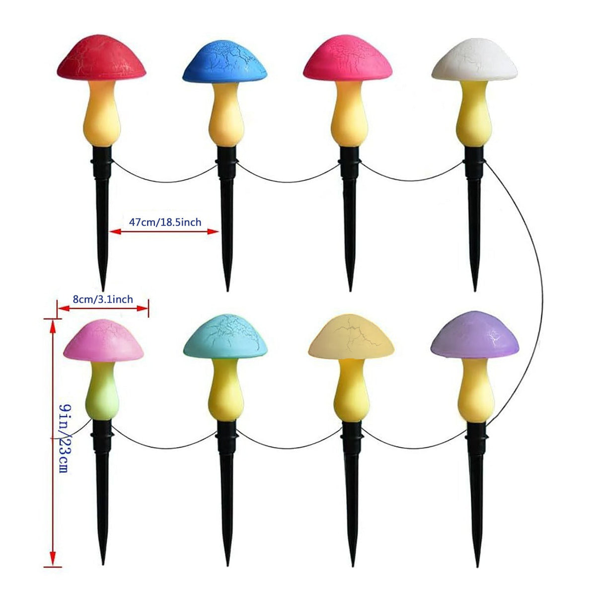 Siopsrl| Modern Art Deco Solar Waterproof PVC Cracked Mushroom Decorative LED String Light Outdoor Light For Garden