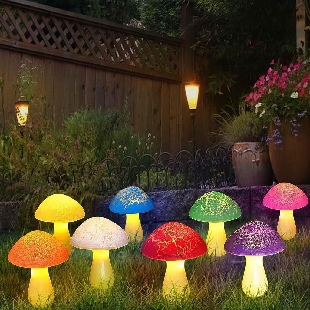 Siopsrl| Modern Art Deco Solar Waterproof PVC Cracked Mushroom Decorative LED String Light Outdoor Light For Garden