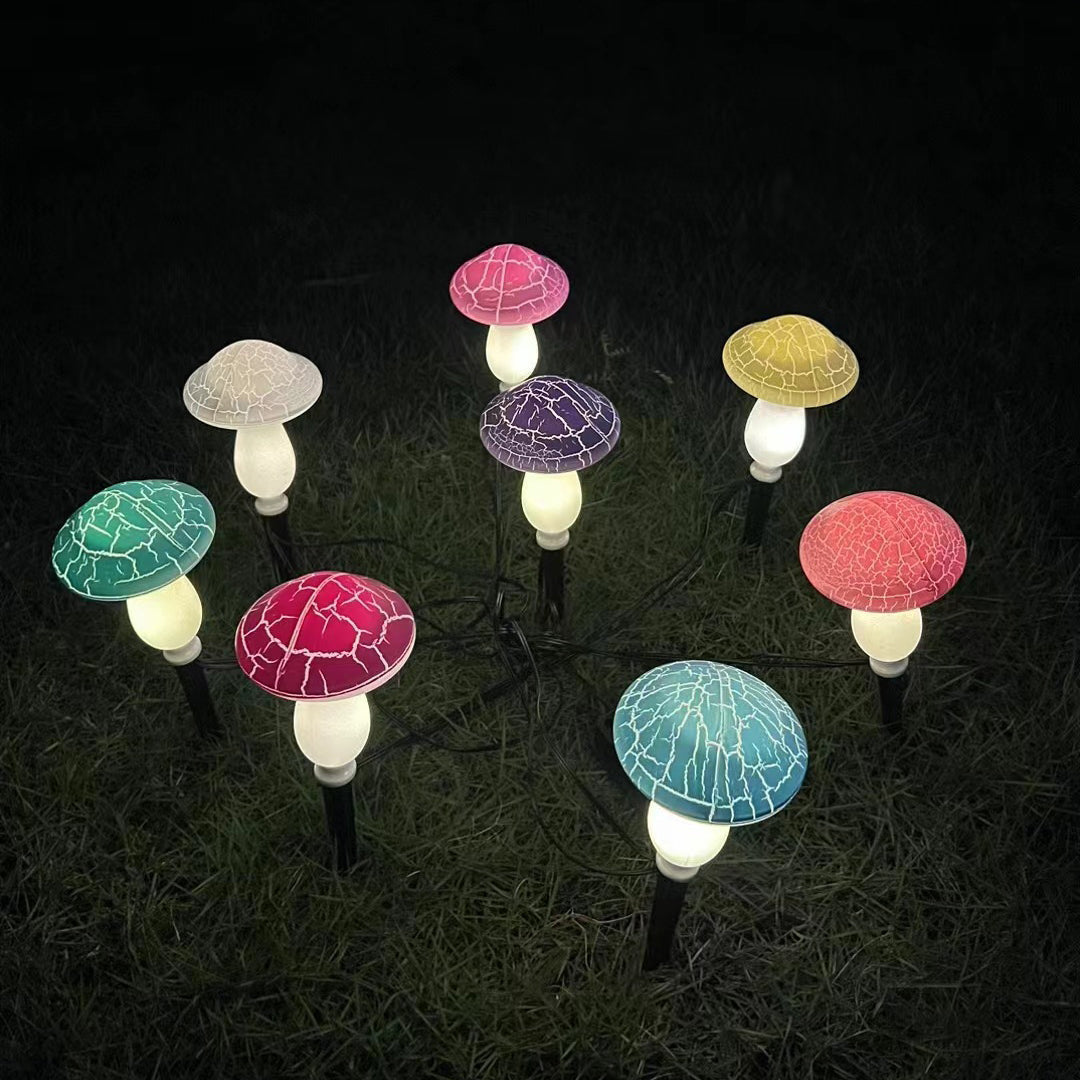 Siopsrl| Modern Art Deco Solar Waterproof PVC Cracked Mushroom Decorative LED String Light Outdoor Light For Garden