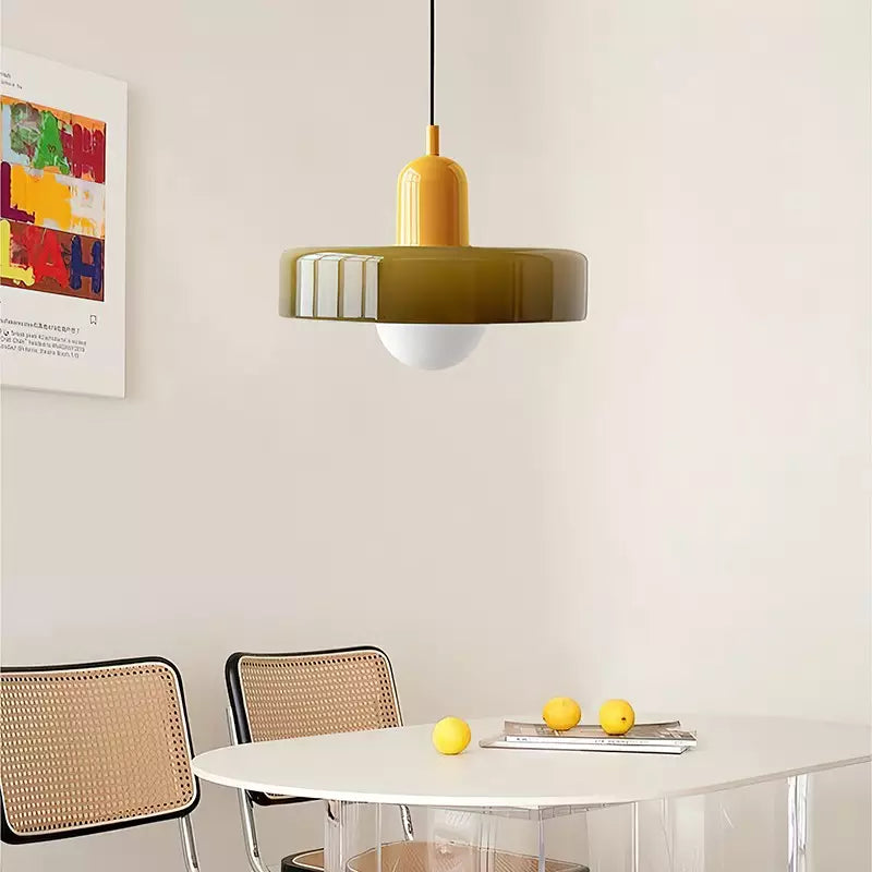 Siopsrl| Coloured Glass Pendant Light – Elegant Bauhaus-Style Hanging Lamp for Living Room & Dining Area
