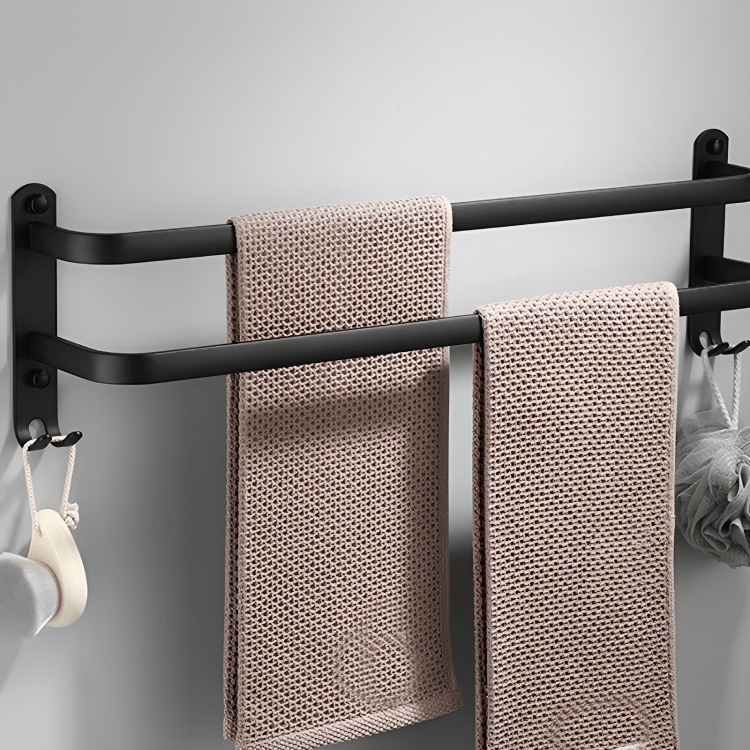 Siopsrl| FlexRack Wall-Mounted Bathroom Storage Shelf with Towel Holder – Space-Saving Aluminium Rack
