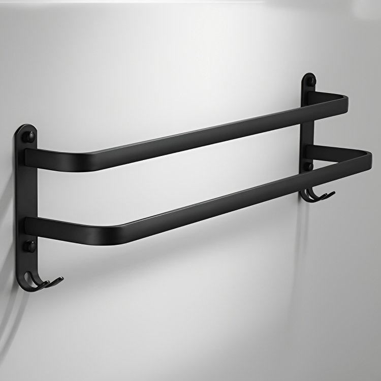 Siopsrl| FlexRack Wall-Mounted Bathroom Storage Shelf with Towel Holder – Space-Saving Aluminium Rack