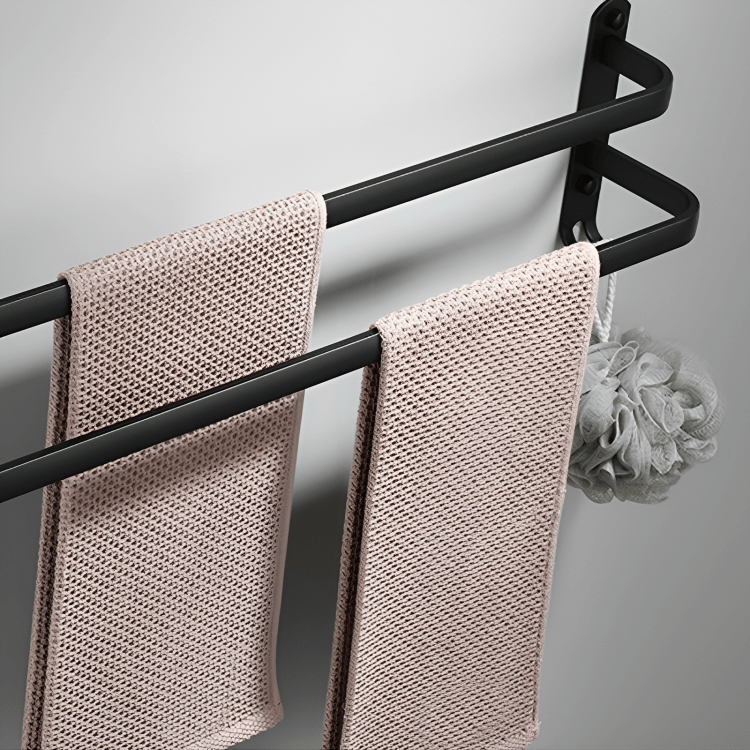 Siopsrl| FlexRack Wall-Mounted Bathroom Storage Shelf with Towel Holder – Space-Saving Aluminium Rack