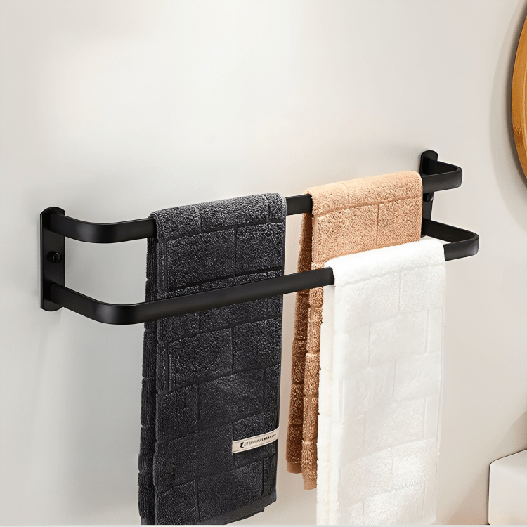 Siopsrl| FlexRack Wall-Mounted Bathroom Storage Shelf with Towel Holder – Space-Saving Aluminium Rack