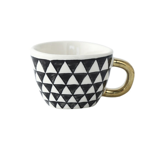 Siopsrl| Cup with abstract geometric pattern and gold handle