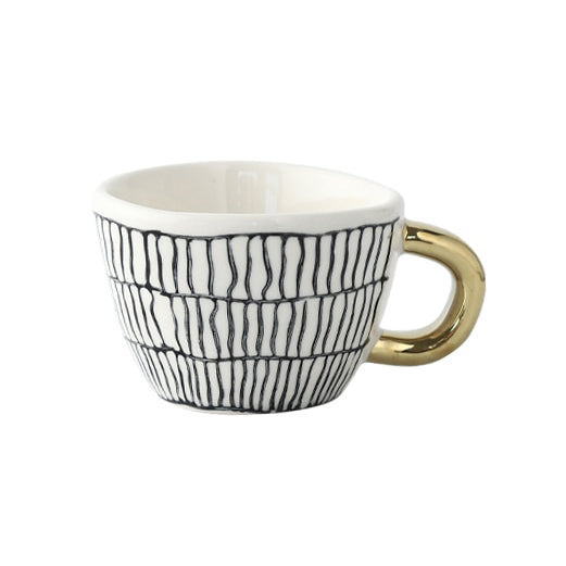 Siopsrl| Cup with abstract geometric pattern and gold handle