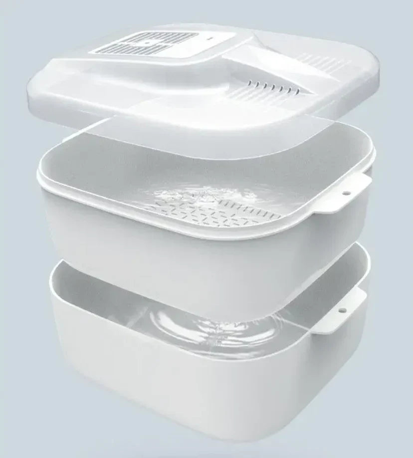 Siopsrl| Multifunctional Fruit and Vegetable Cleaning Box – Automatic Cleaner with Draining Basket & Storage Lid