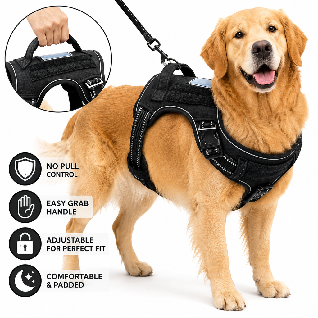 Siopsrl | Padded no-pull tactical dog harness with sturdy handle and reflective trim Siopsrl