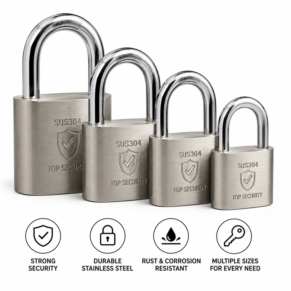 Heavy-Duty Chrome-Plated Hardened-Shackle Padlock Set Siopsrl